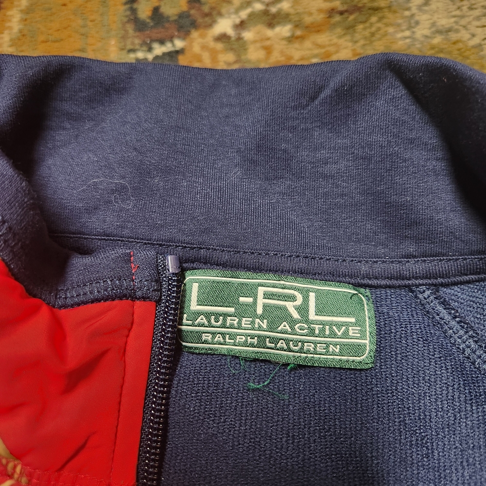 Lauren Ralph Lauren Red and Navy Sweatshirt with Green Accents - Picture 9 of 11